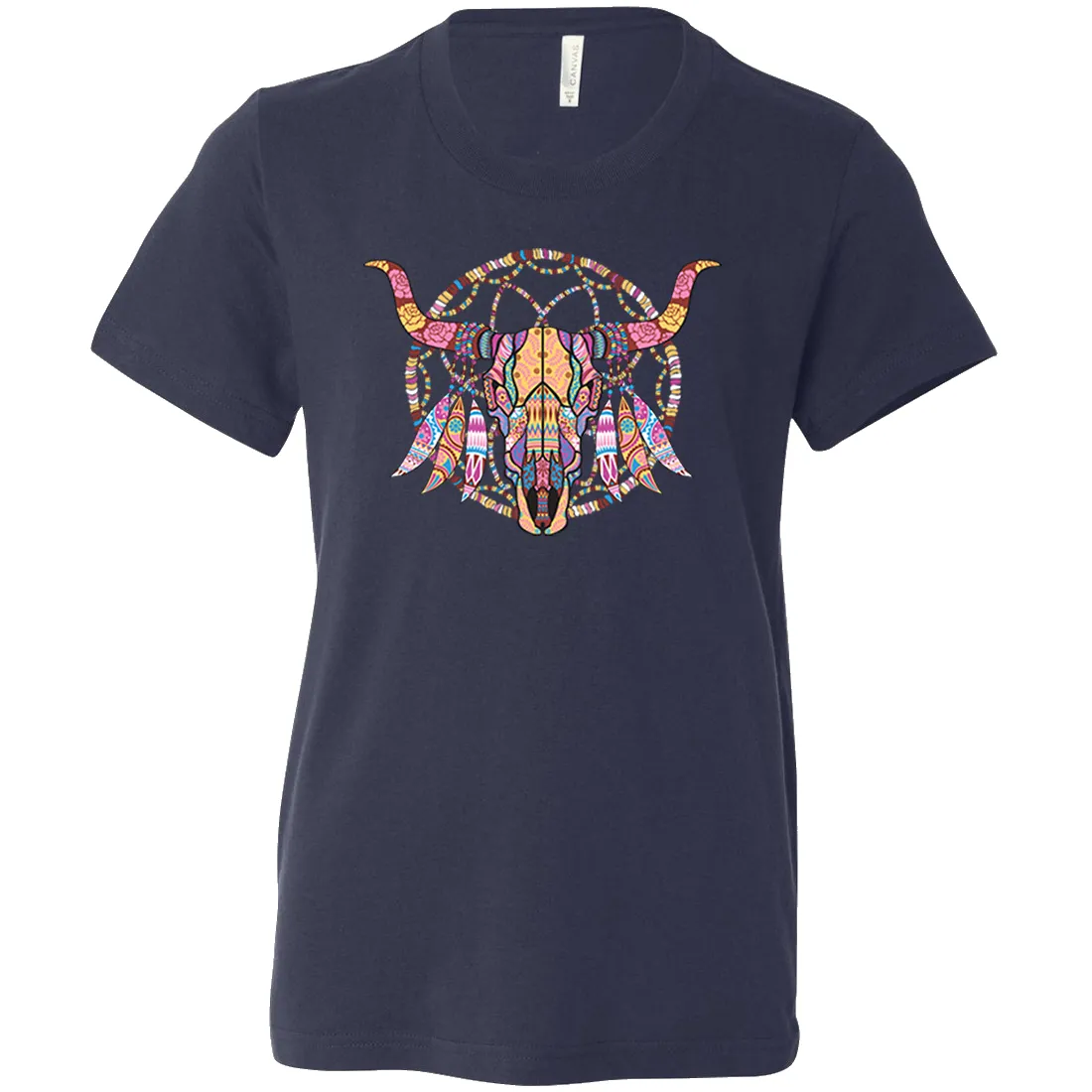 Cow Skull Mosaic Asst Colors Youth T-Shirt/tee