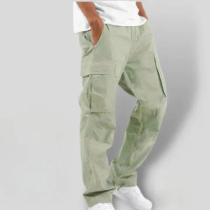 Dark gray men's cargo pants by Felix in a colorful design