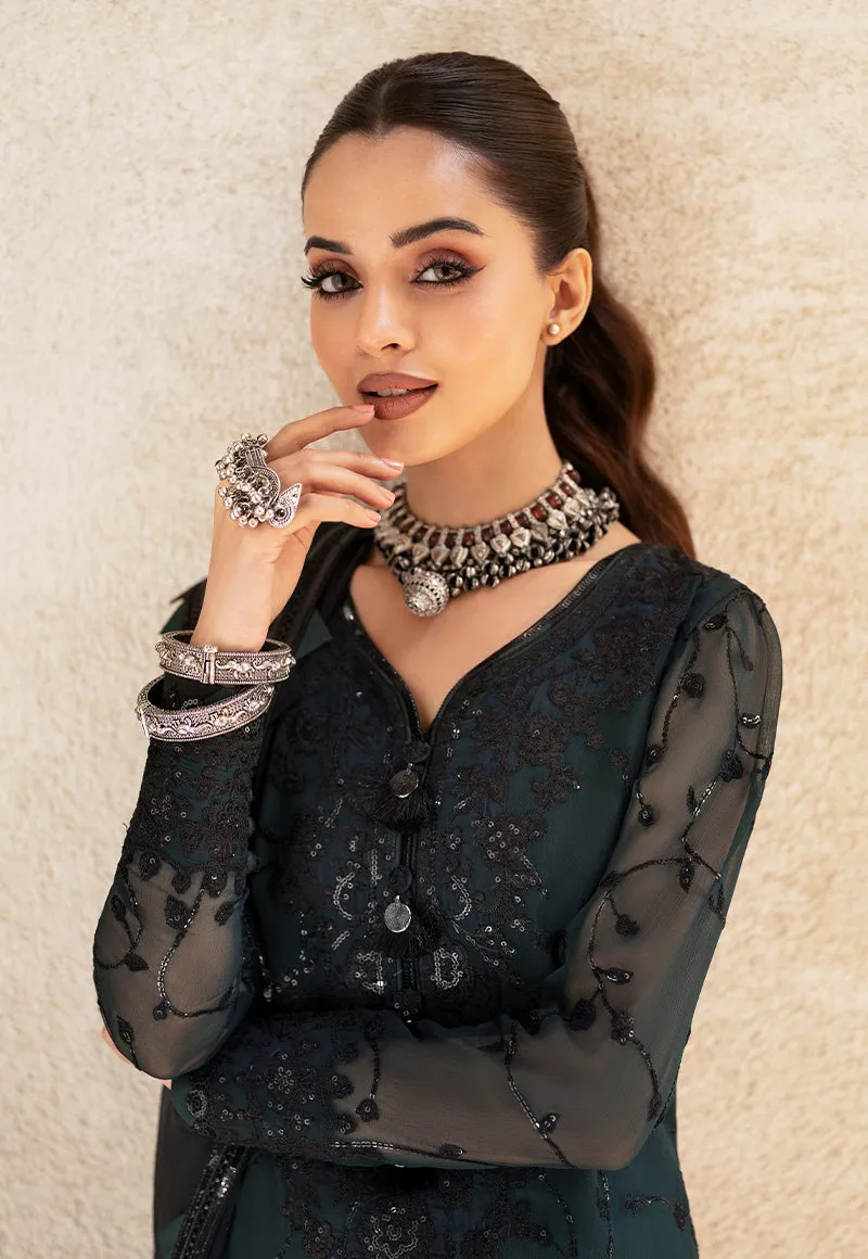 Embroidered Bottle Green Classical Pakistani Kameez Salwar Suit