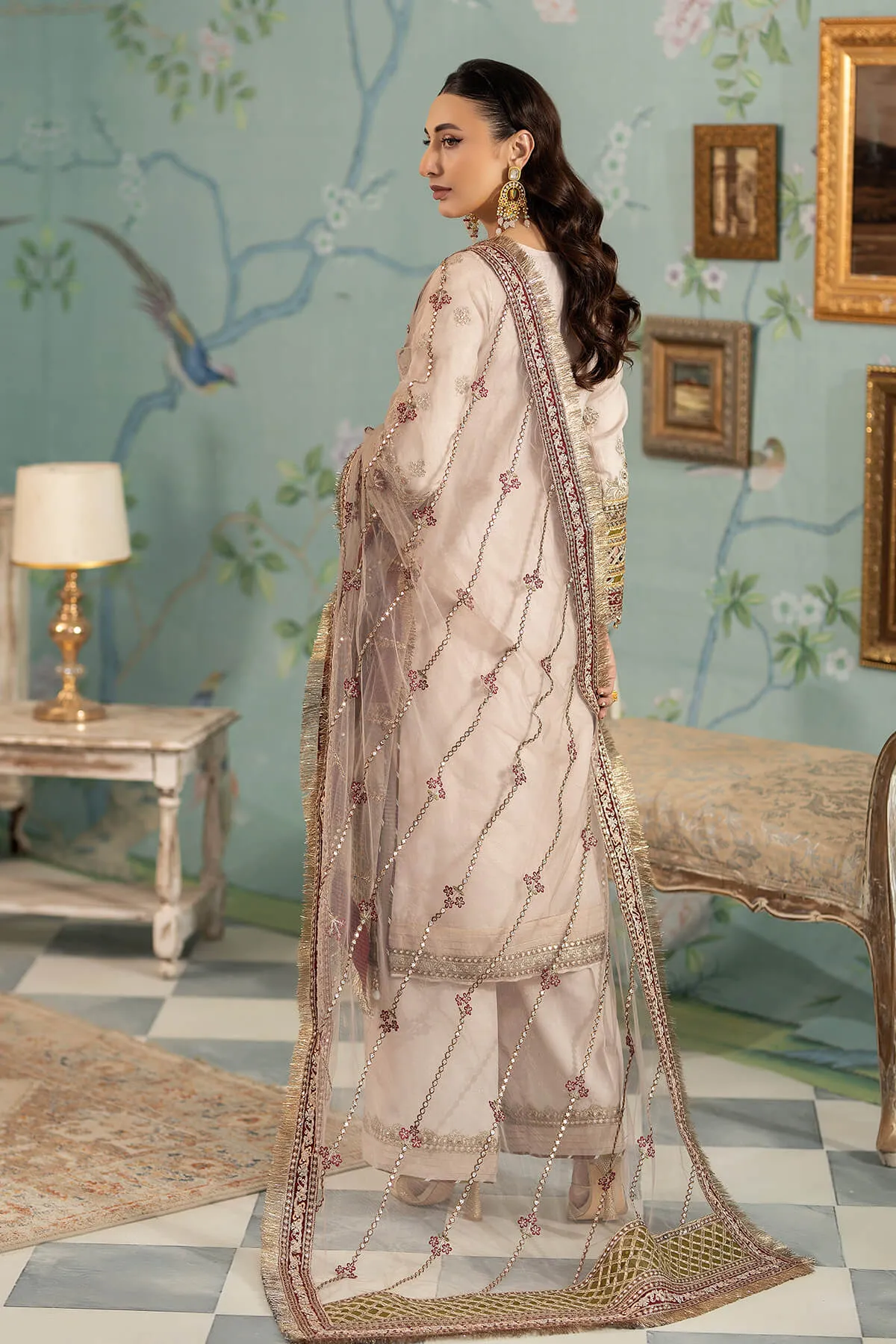 Embroidered Kameez and Trouser Pakistani Party Dress
