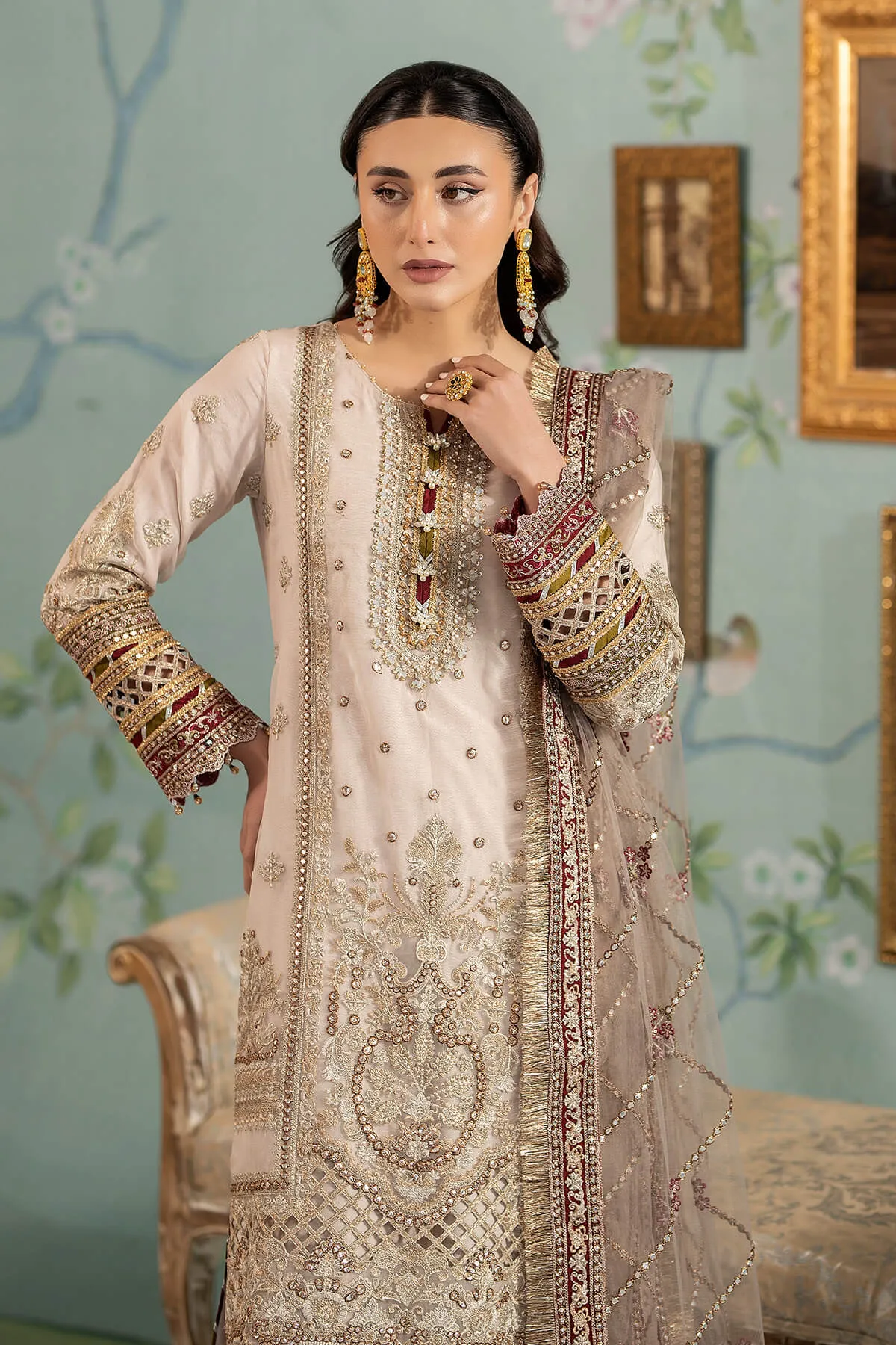 Embroidered Kameez and Trouser Pakistani Party Dress