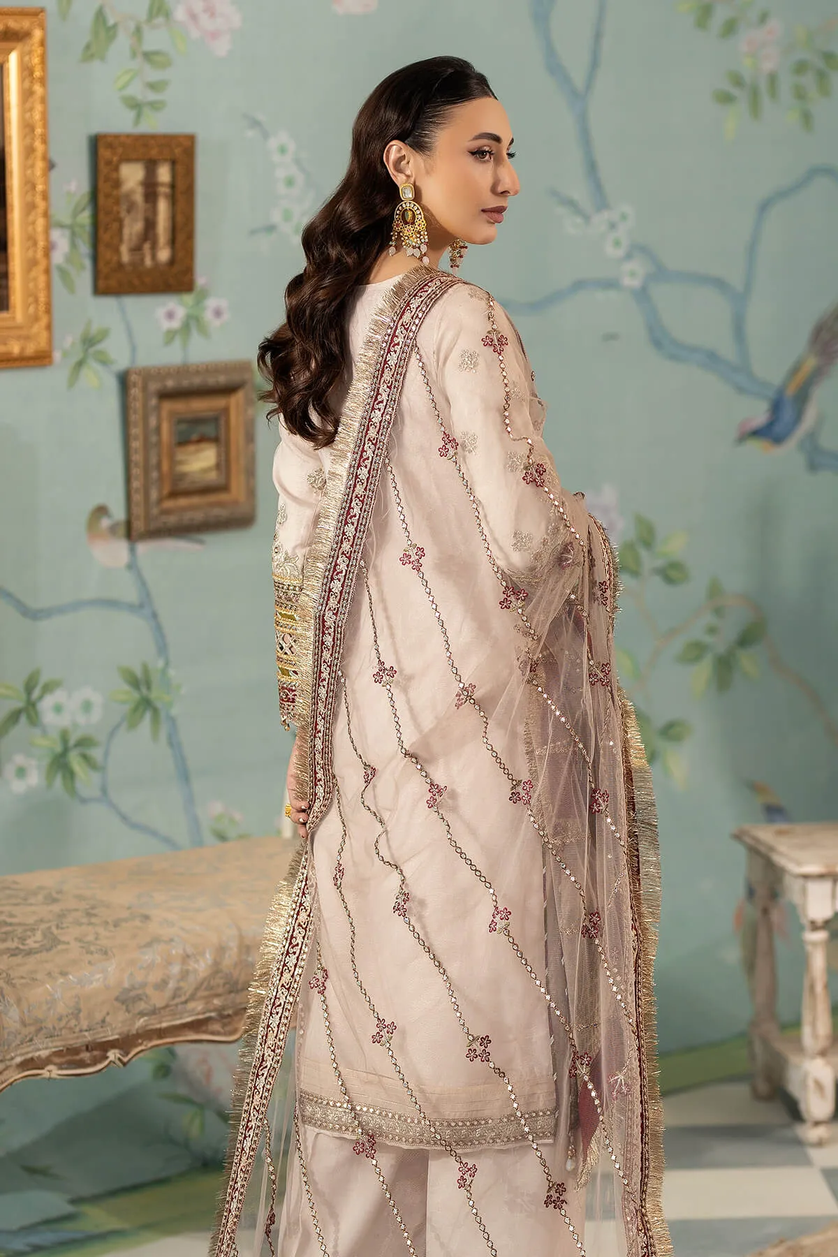Embroidered Kameez and Trouser Pakistani Party Dress