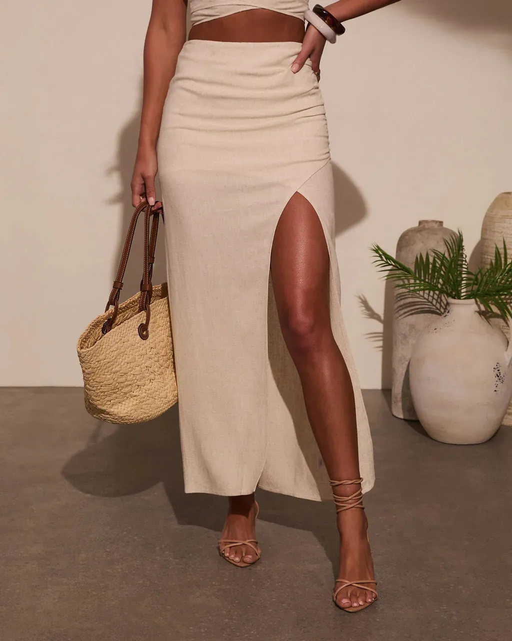 Emiliana Wrap Linen Maxi Skirt