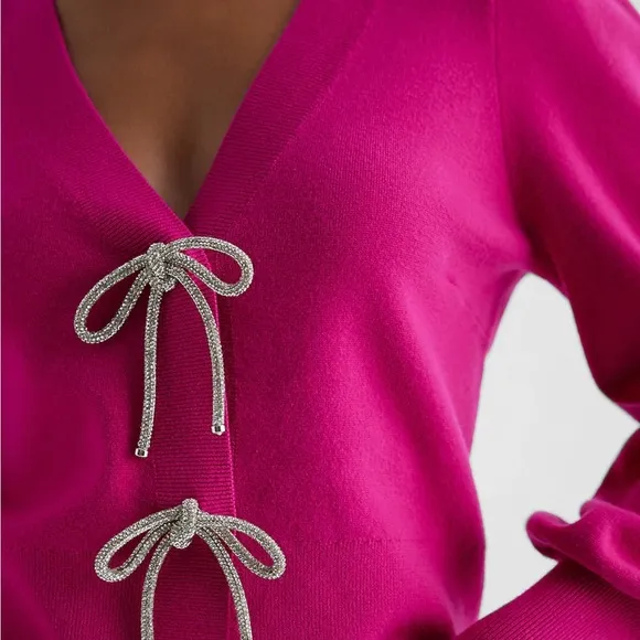 EXPRESS Vibrant Pink Sweater with Bow Accents