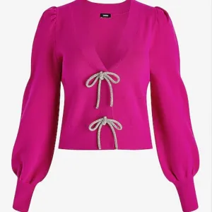 EXPRESS Vibrant Pink Sweater with Bow Accents