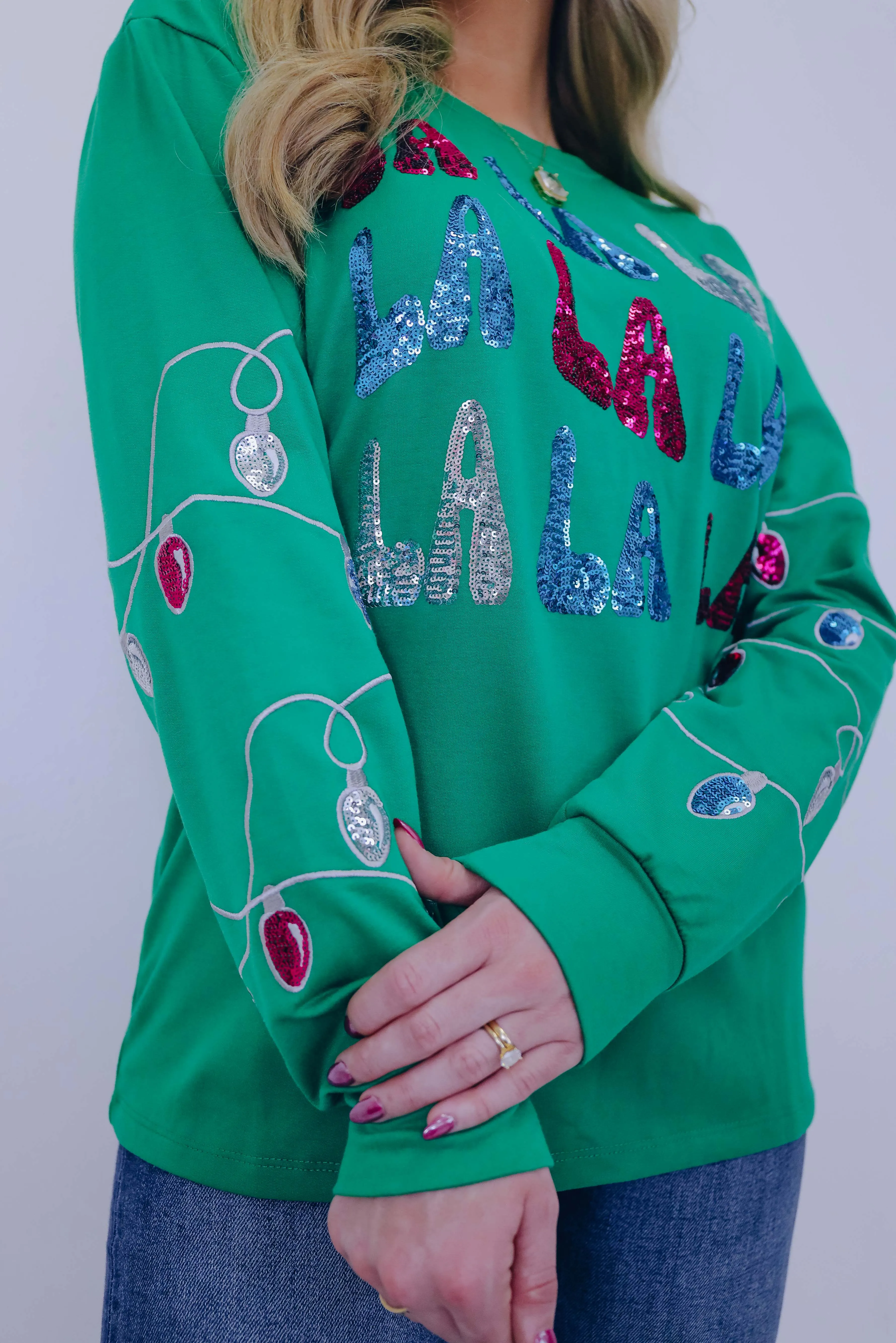 Fa La La La La Sequin Long Sleeved Top