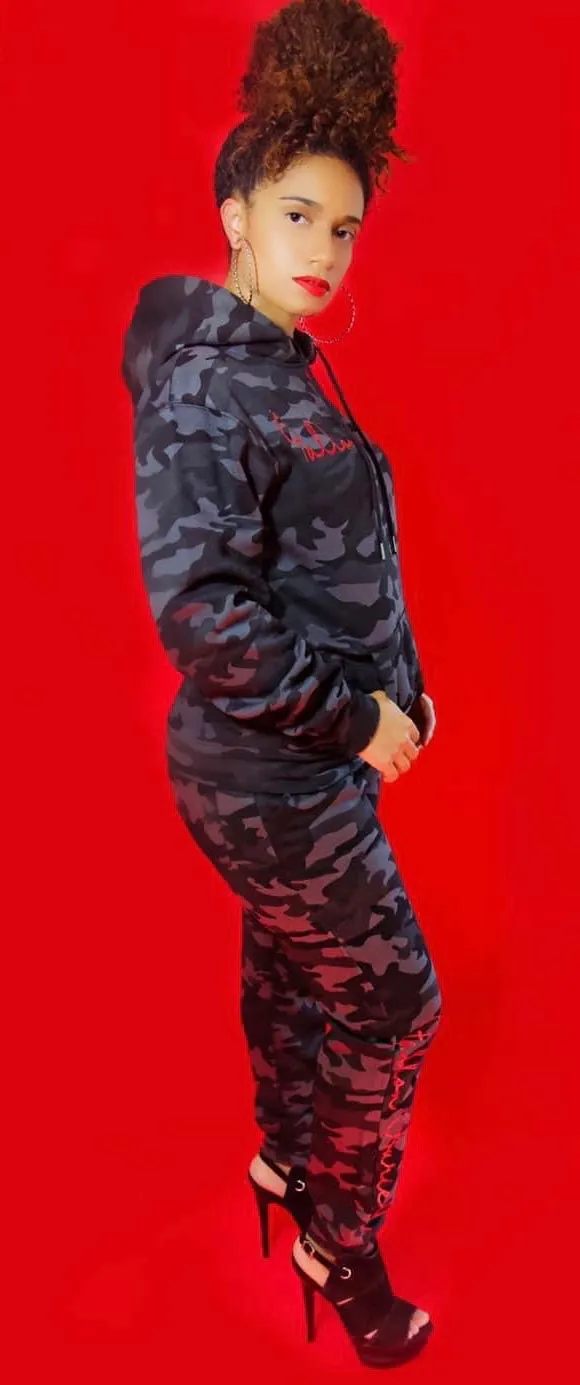 Fallon Aurielle Unisex Signature War Hoodie (Gray, Black, Red Camo)