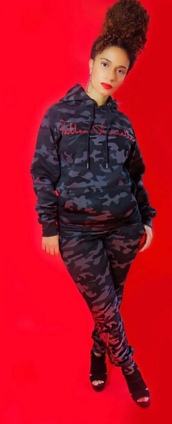 Fallon Aurielle Unisex Signature War Hoodie (Gray, Black, Red Camo)