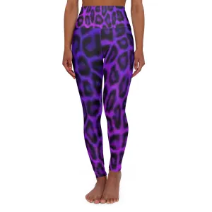 Fierce Purple Leopard High Waisted Yoga Leggings for Active Lifestyle