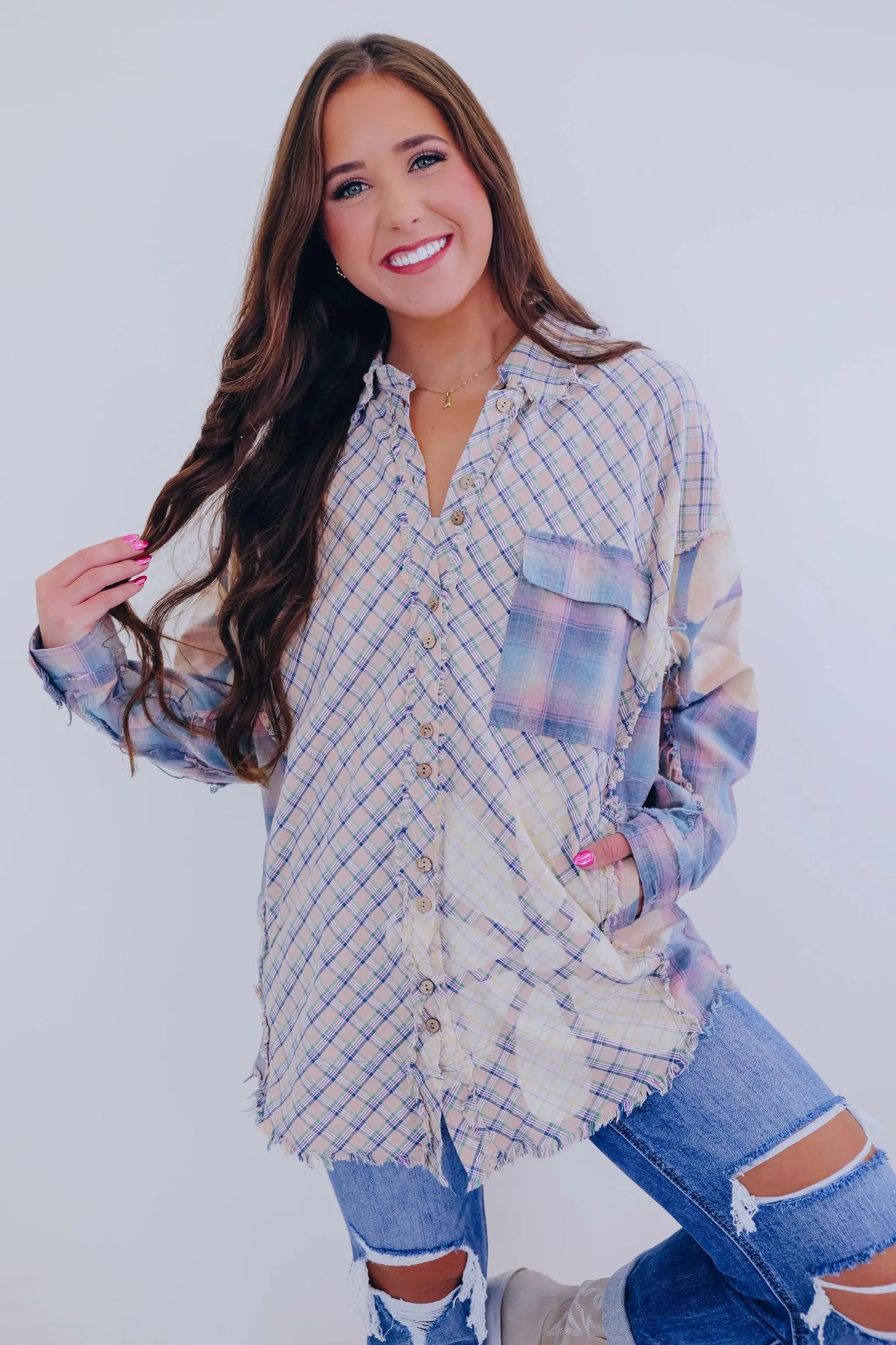 Flowers N Flannel Oversized Shirt