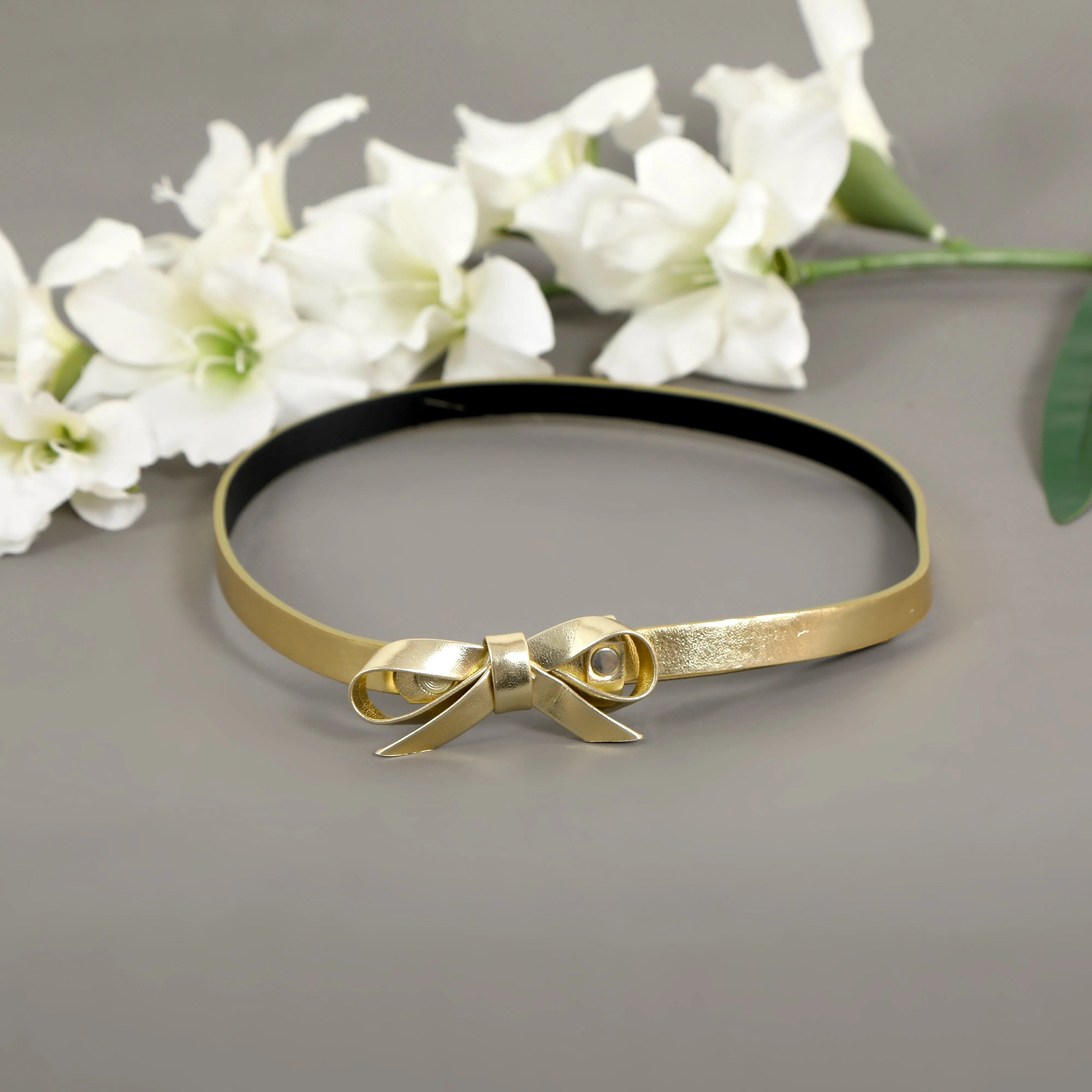 Girls Stylish Buckle Belt Pale Gold