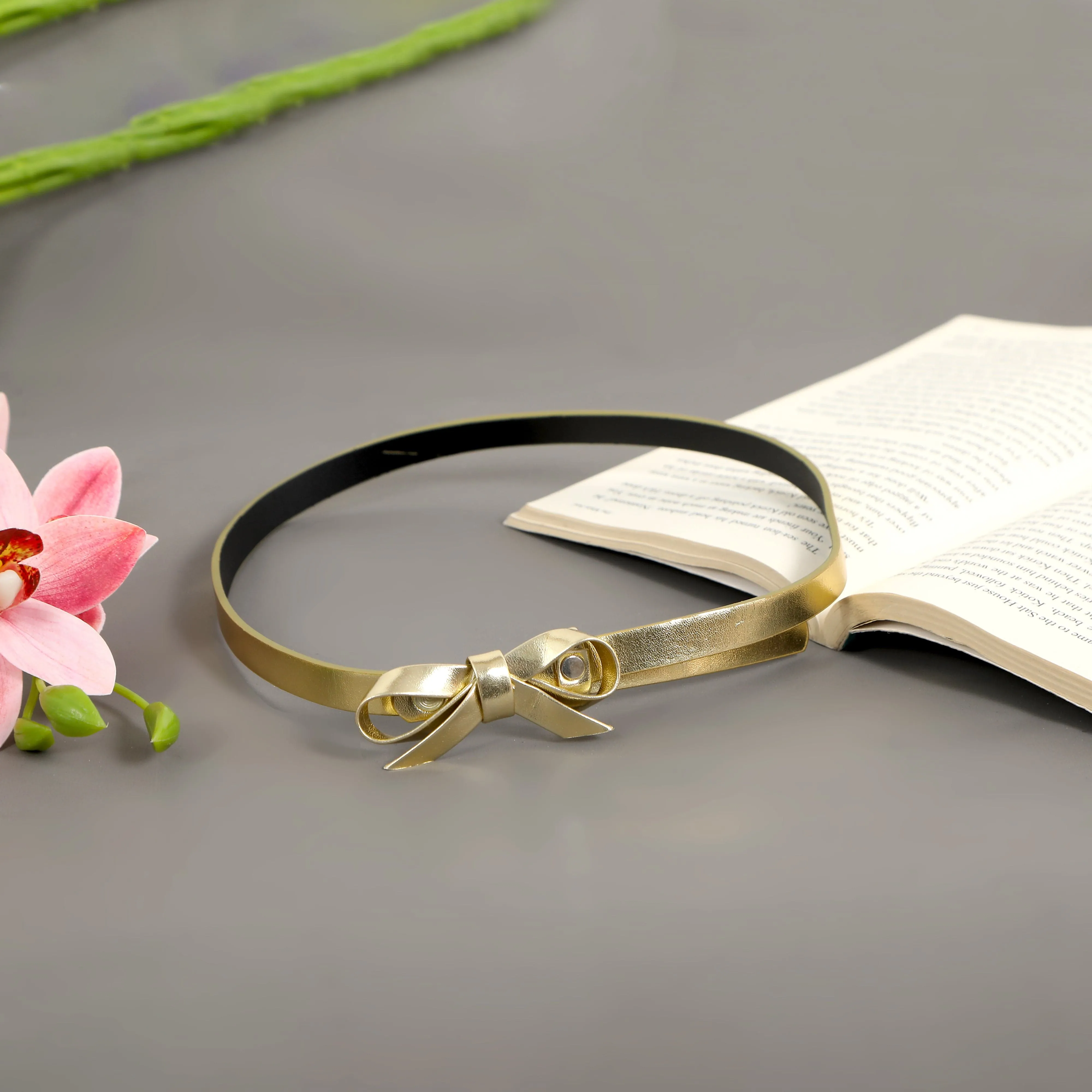 Girls Stylish Buckle Belt Pale Gold