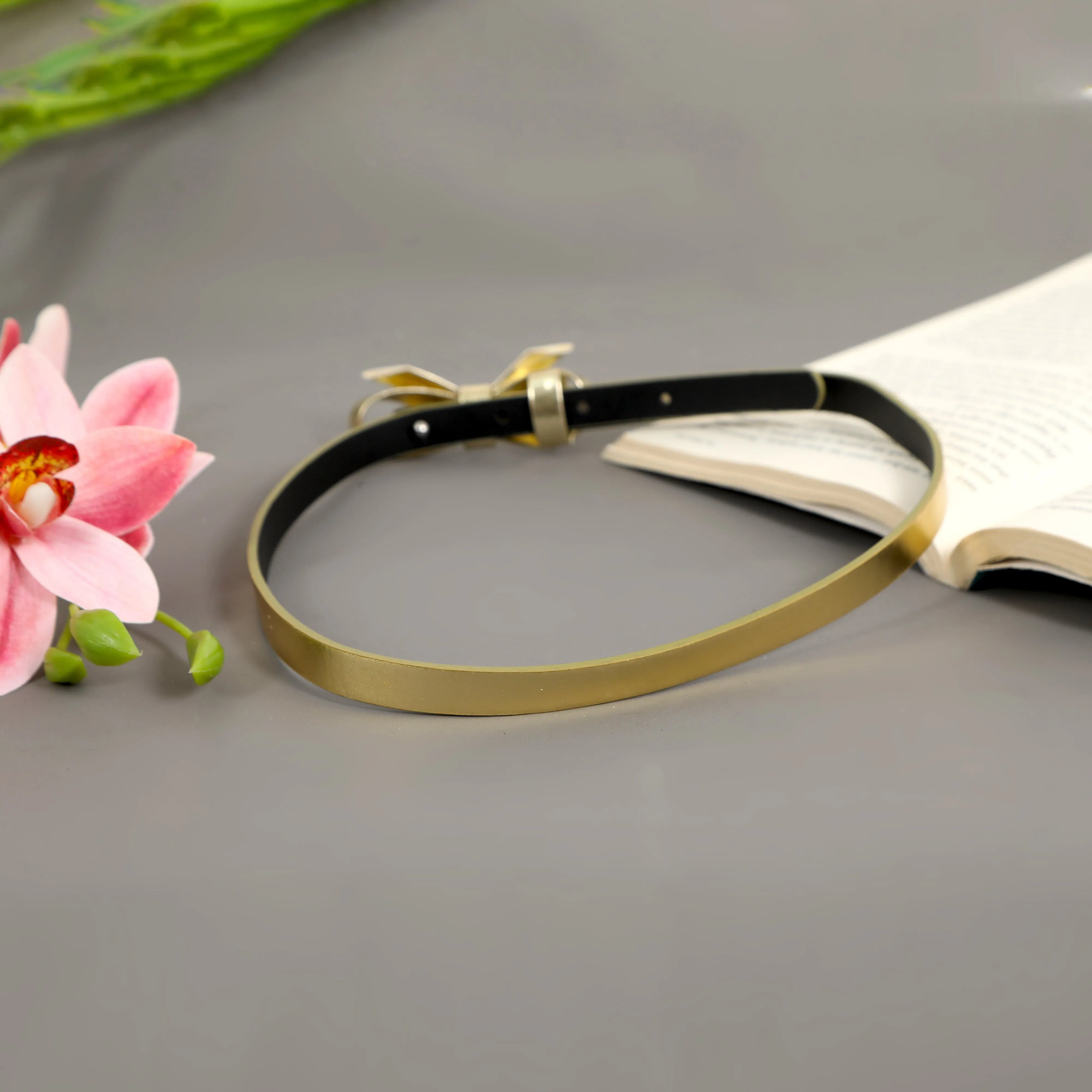 Girls Stylish Buckle Belt Pale Gold