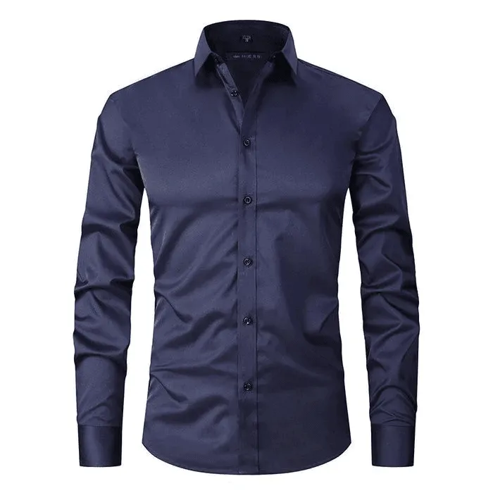 GlanzEleganz Faltenfreies Langarm-Polo-Shirt