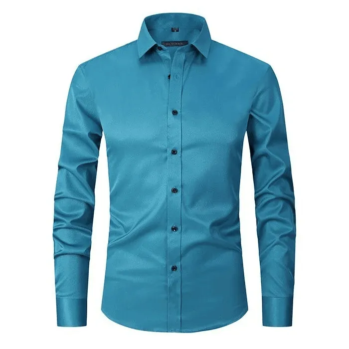 GlanzEleganz Faltenfreies Langarm-Polo-Shirt