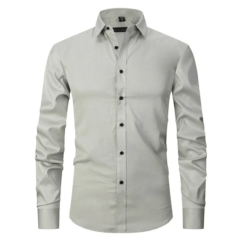 GlanzEleganz Faltenfreies Langarm-Polo-Shirt