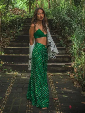 Green badhani trousers and bralette