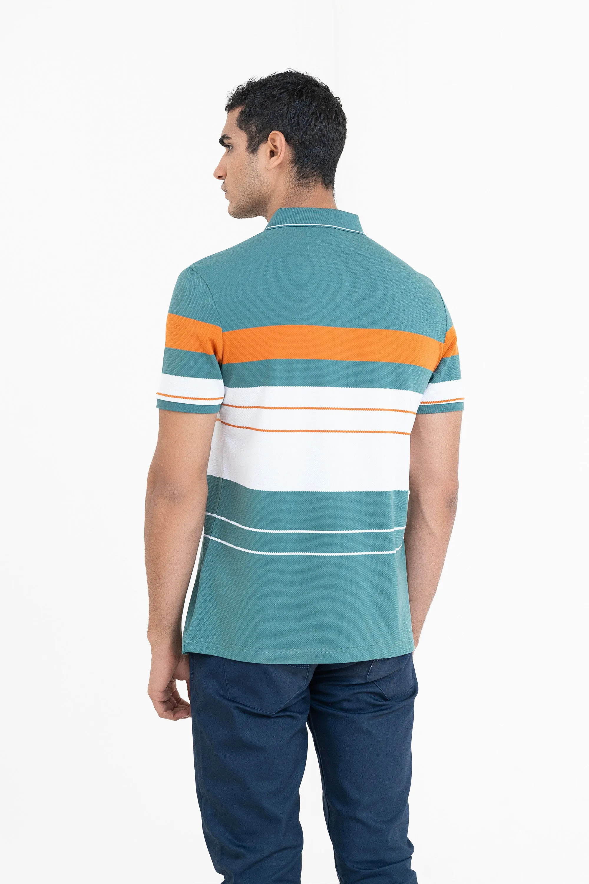 Green-White Collar T-Shirt