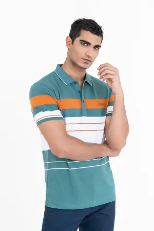 Green-White Collar T-Shirt
