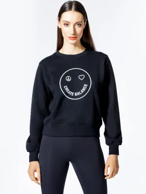 HAPPY GLOW SWEATSHIRT, BLACK