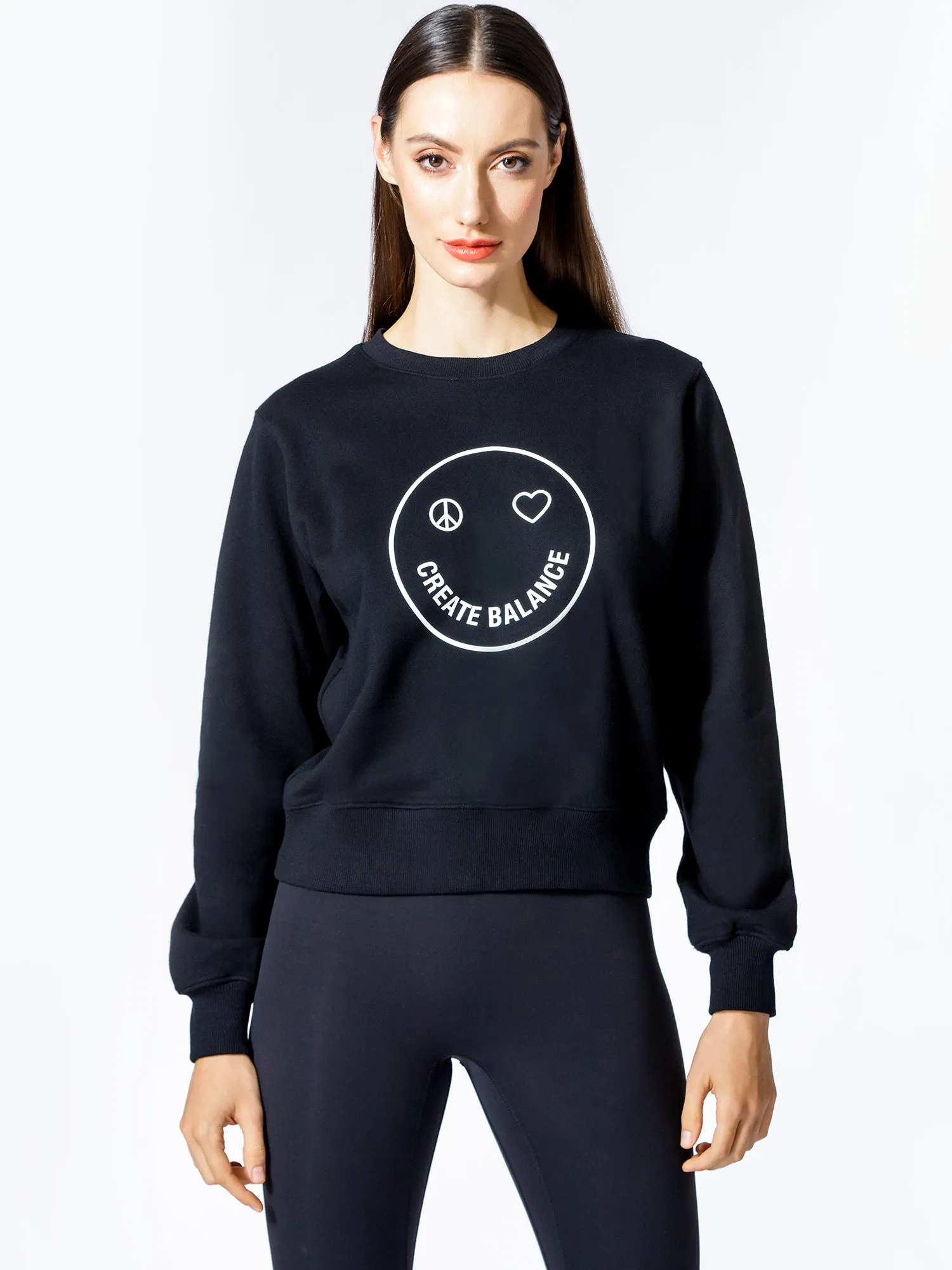 HAPPY GLOW SWEATSHIRT, BLACK