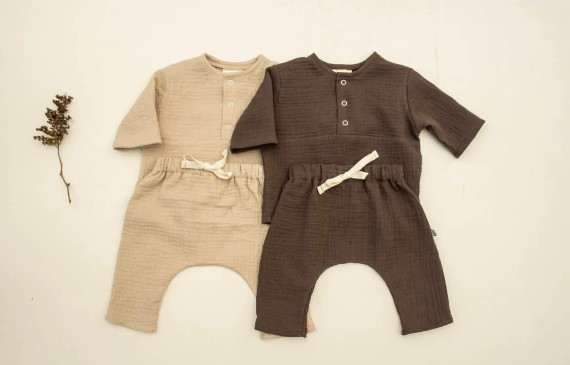 Harem Muslin Pants - Shortbread