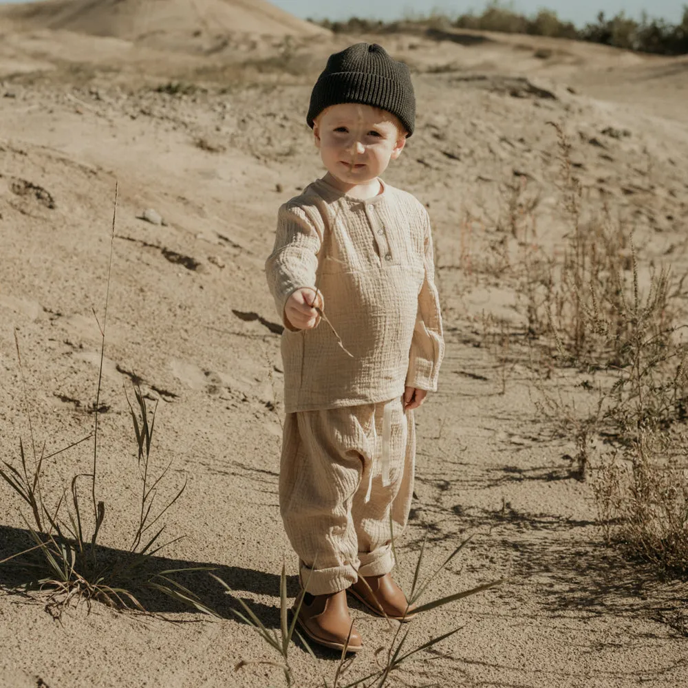 Harem Muslin Pants - Shortbread