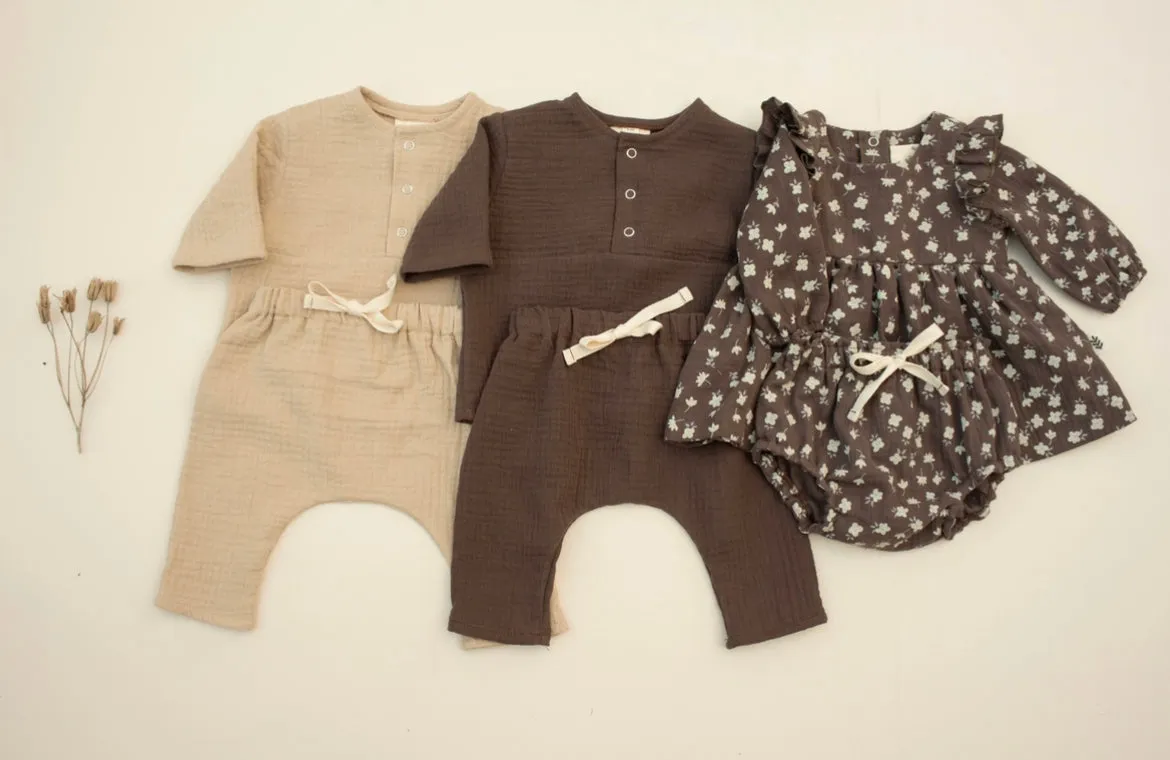 Harem Muslin Pants - Shortbread