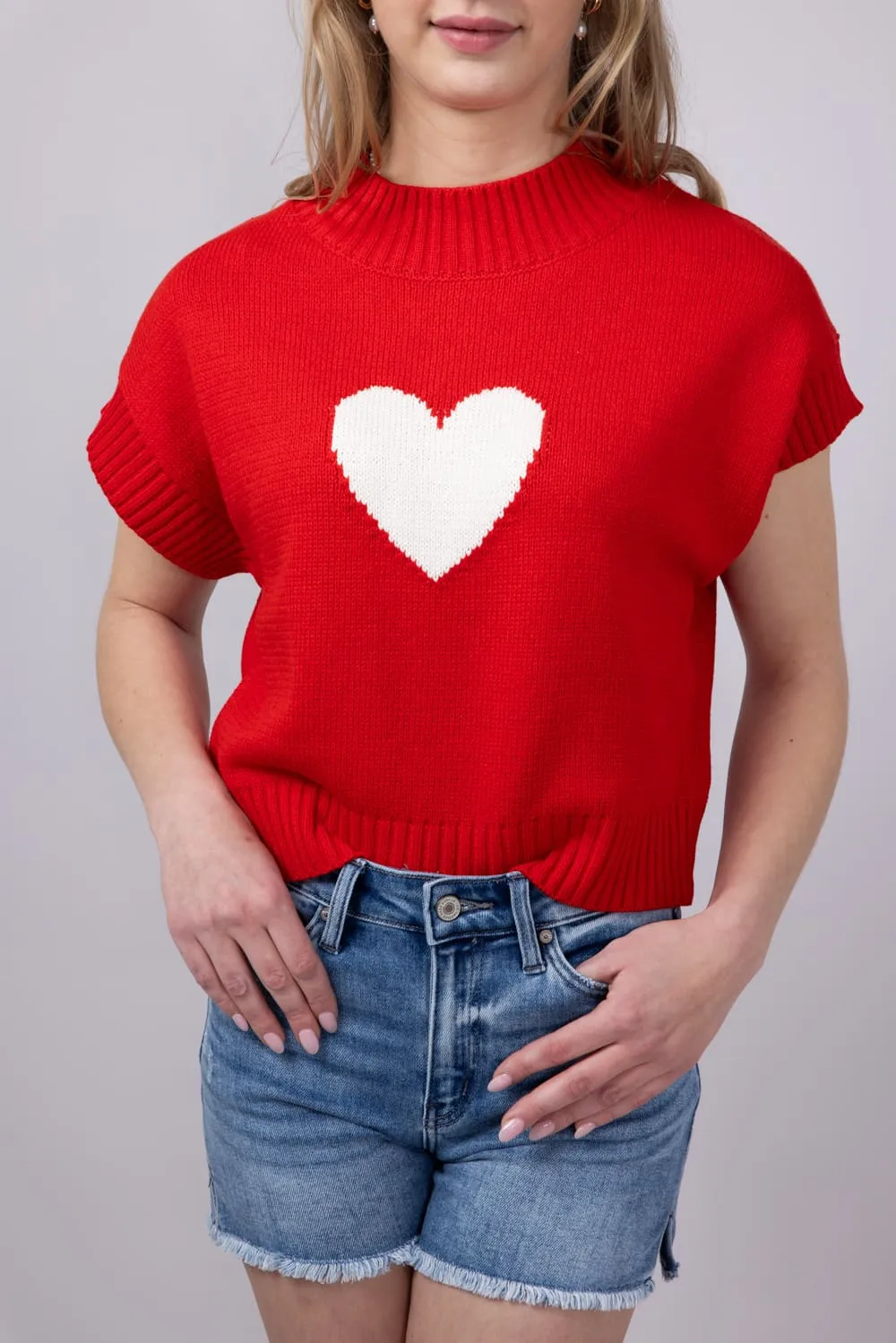 Heart Sweater for Women in Red | MWT7381G-REDWHITE