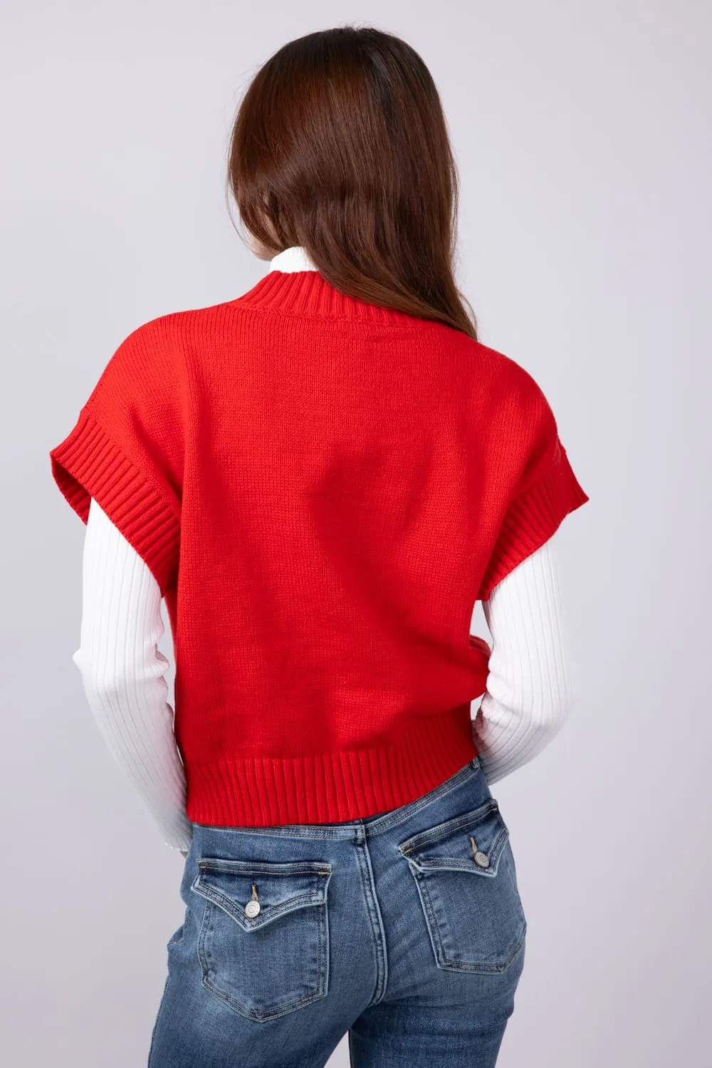 Heart Sweater for Women in Red | MWT7381G-REDWHITE