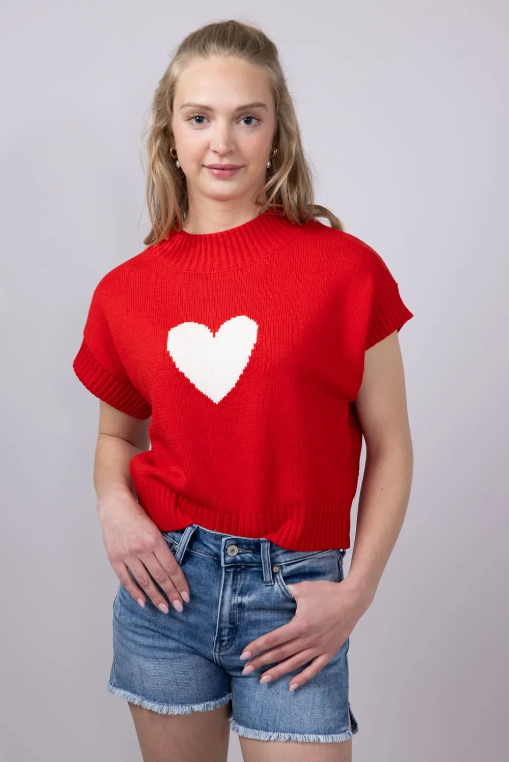 Heart Sweater for Women in Red | MWT7381G-REDWHITE
