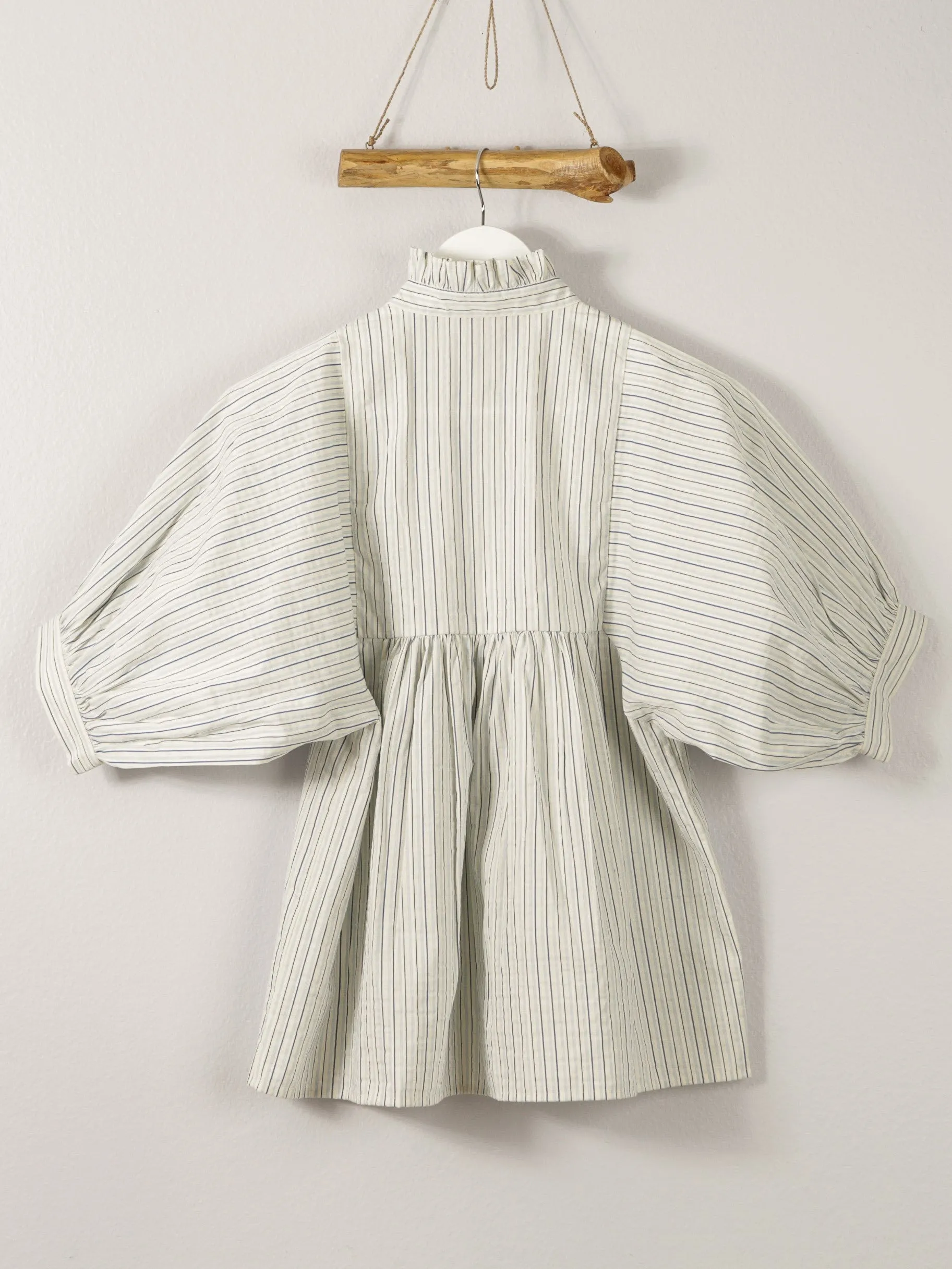 High Neck Top in Blue Stripe