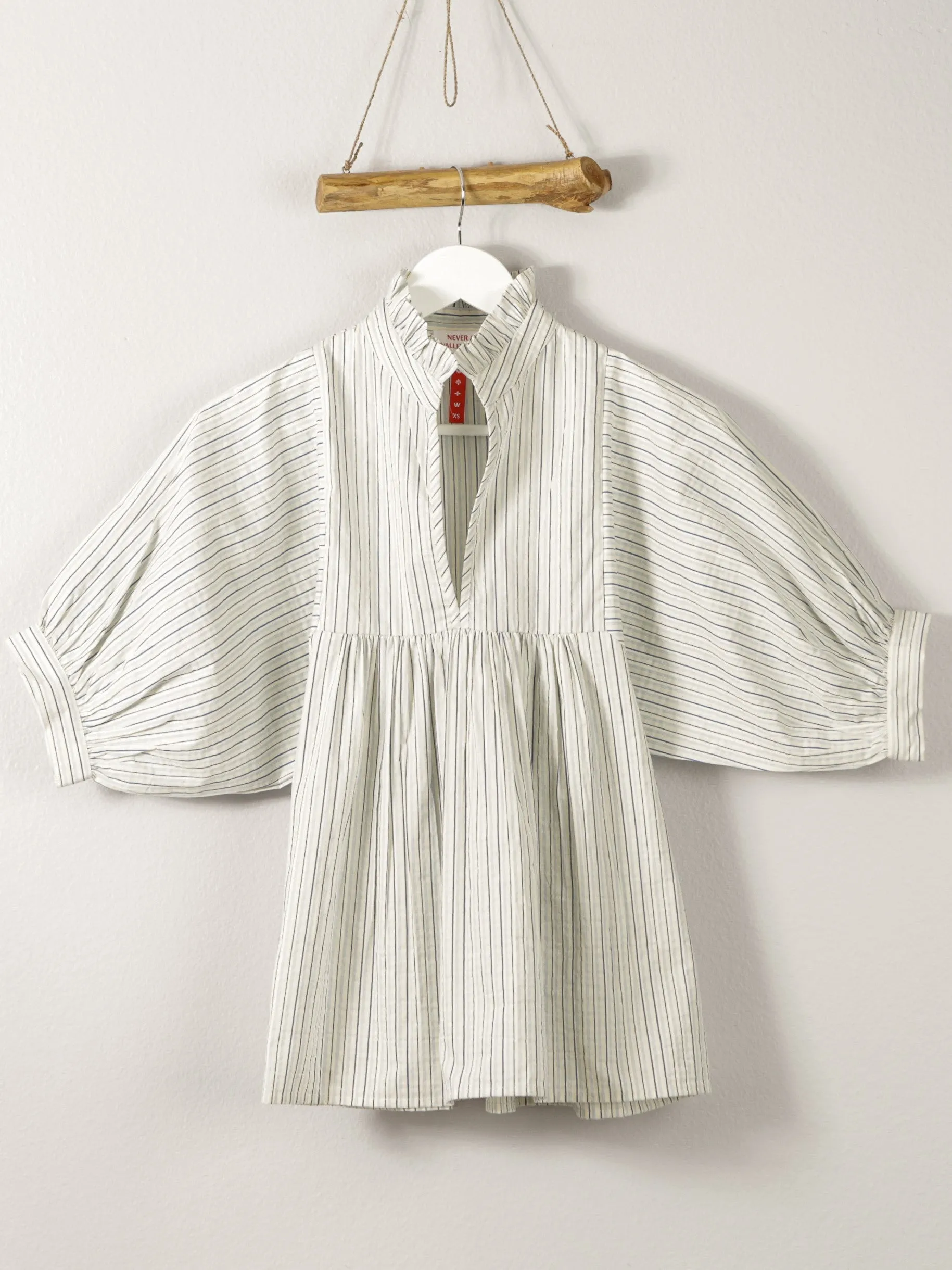 High Neck Top in Blue Stripe