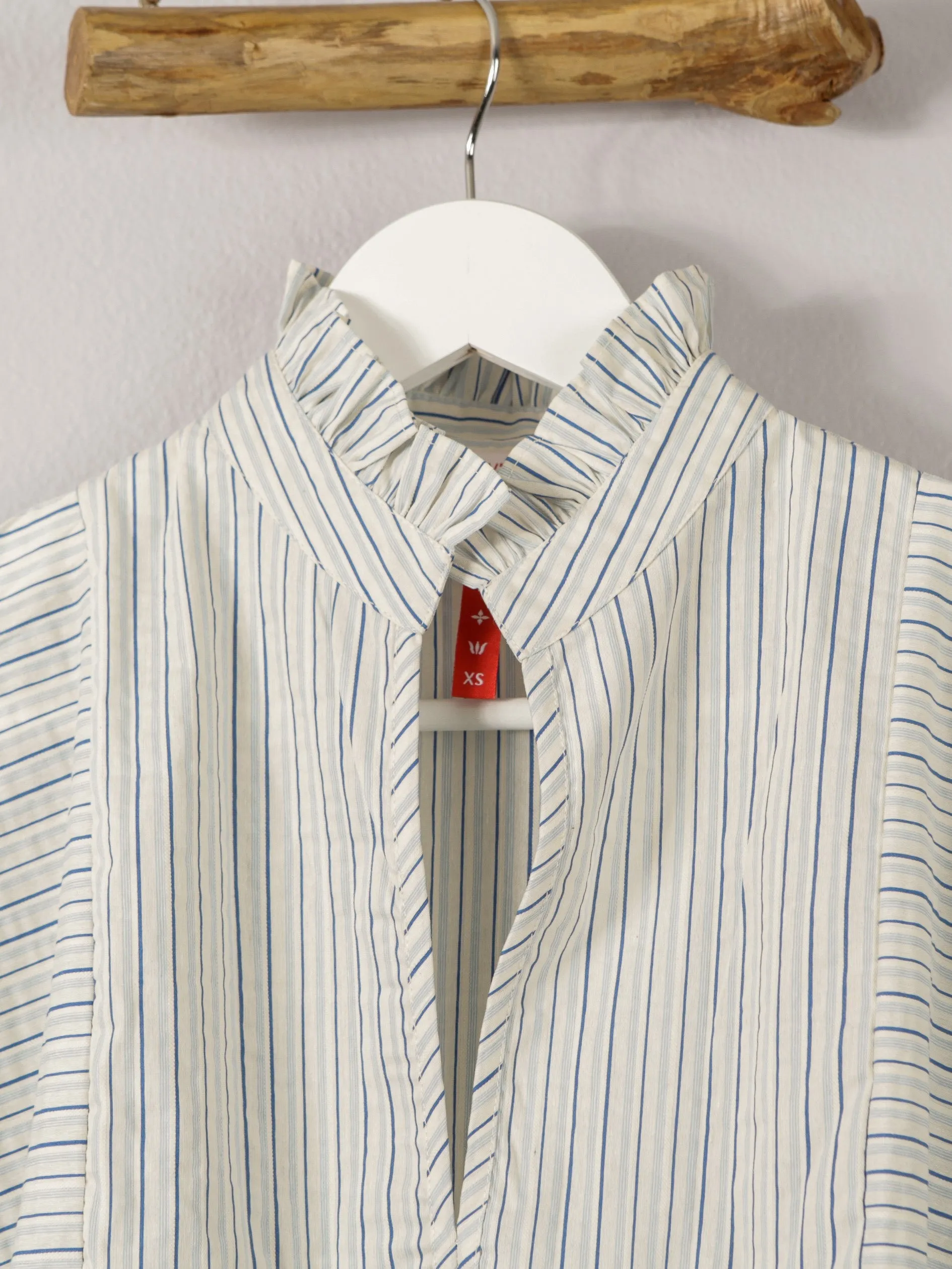 High Neck Top in Blue Stripe