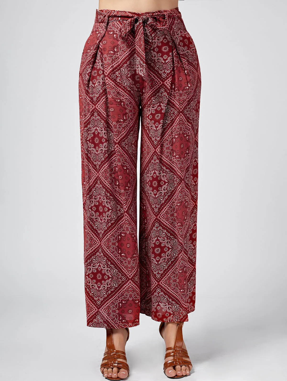 High Waist Loose Ethnic Style Casual Trousers