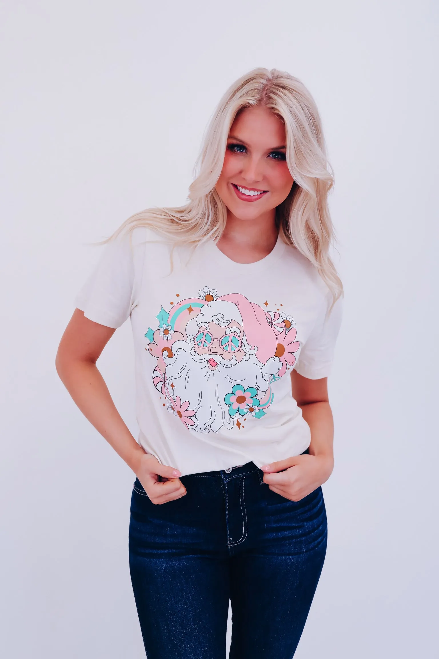 ***Hippie Santa Graphic Tee - Cream SAMPLE