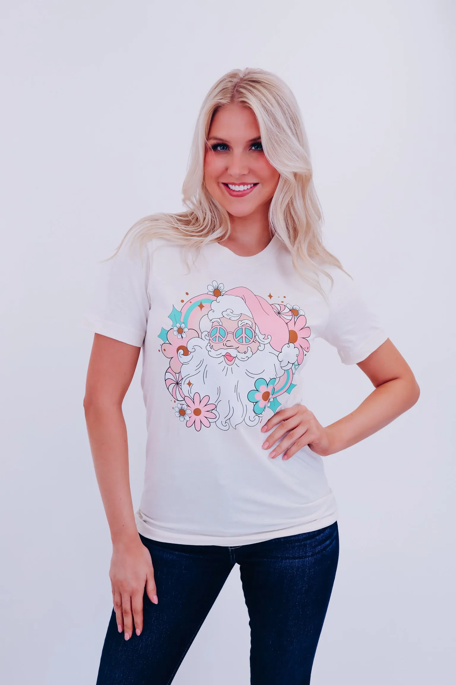 ***Hippie Santa Graphic Tee - Cream SAMPLE