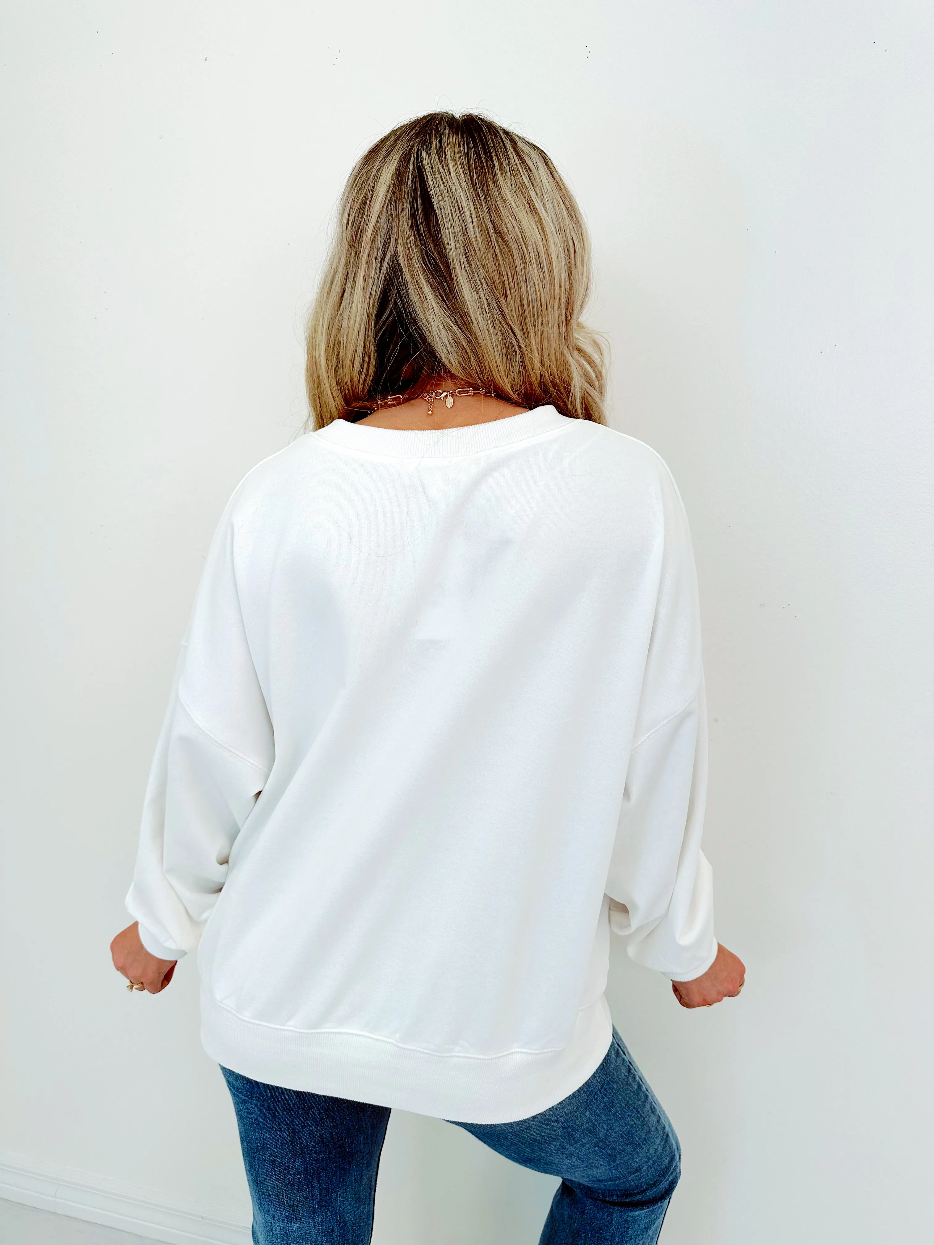 Hippity Hop Tweed & Sequin Patch Sweatshirt