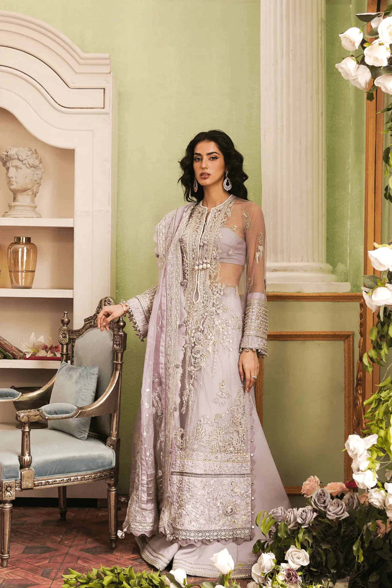 Indian Wedding Dress in Kameez Trouser Dupatta Style