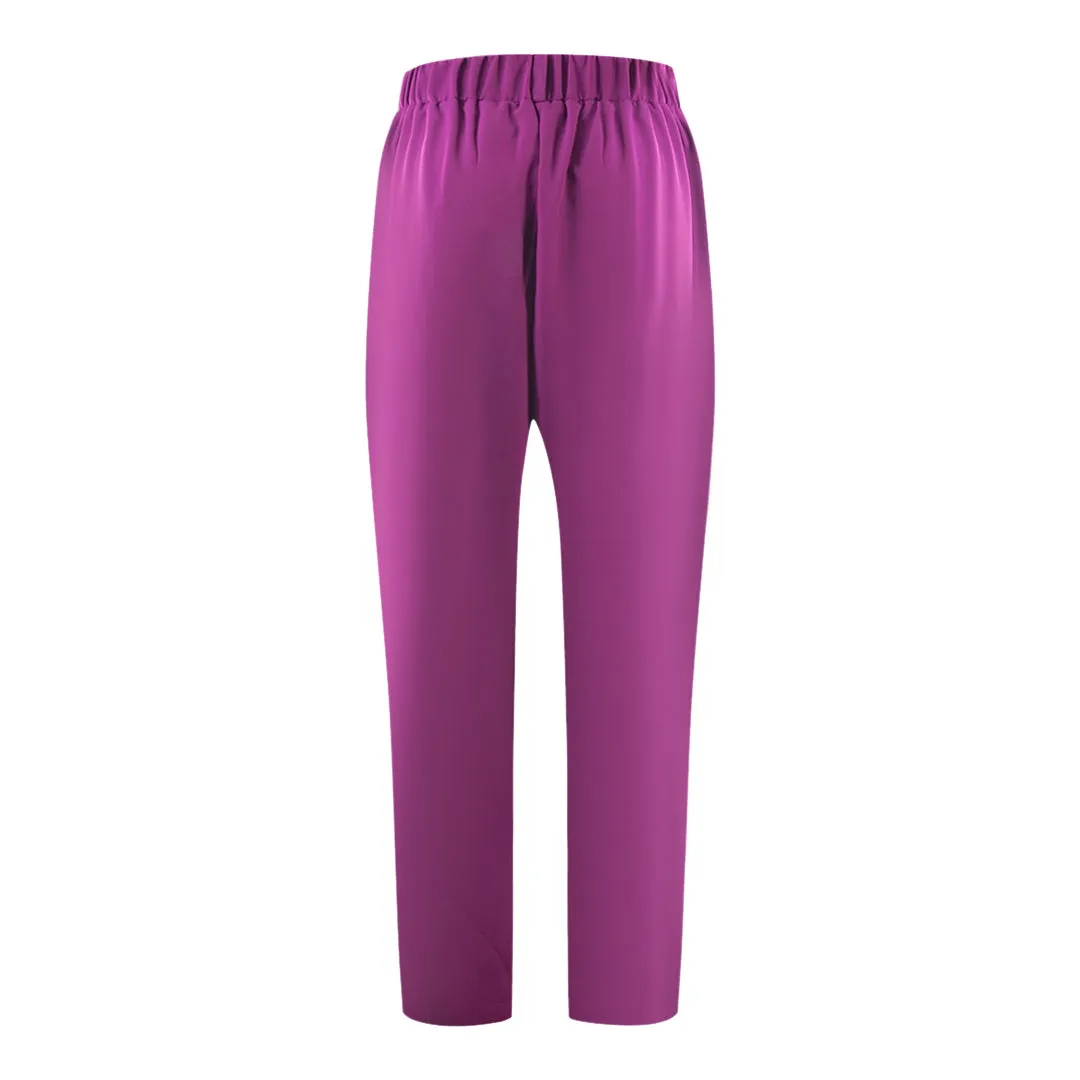 Inoa Womens Solid Purple Tuxedo Trousers Purple