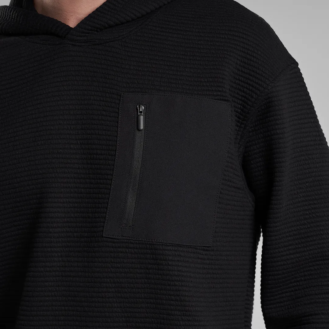 Jacquard textured Hoodie - Relaxed Fit - heavyweight