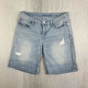 Jeanswest Women's classic design light wash blue stretch denim Long shorts 10/S