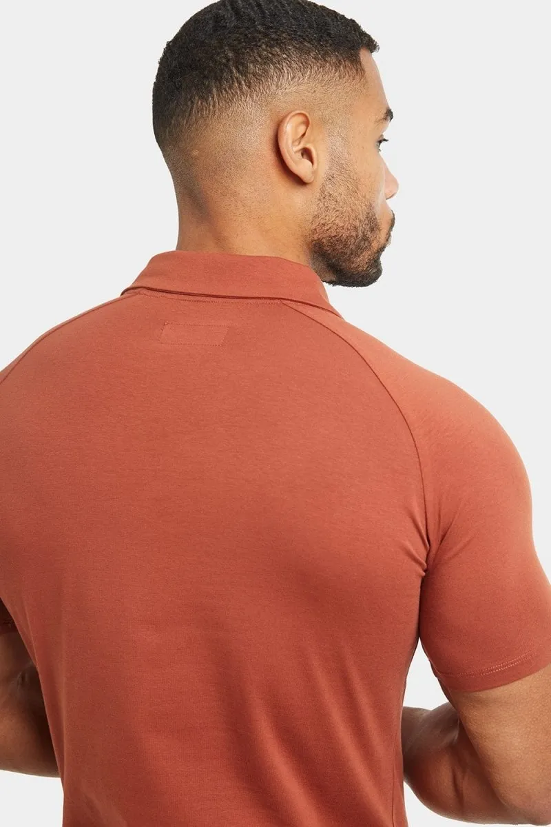 Jersey Buttonless Polo Shirt in Copper