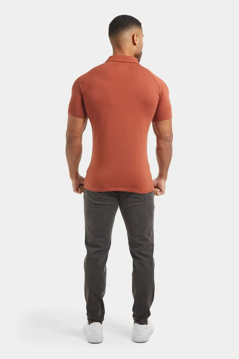 Jersey Buttonless Polo Shirt in Copper