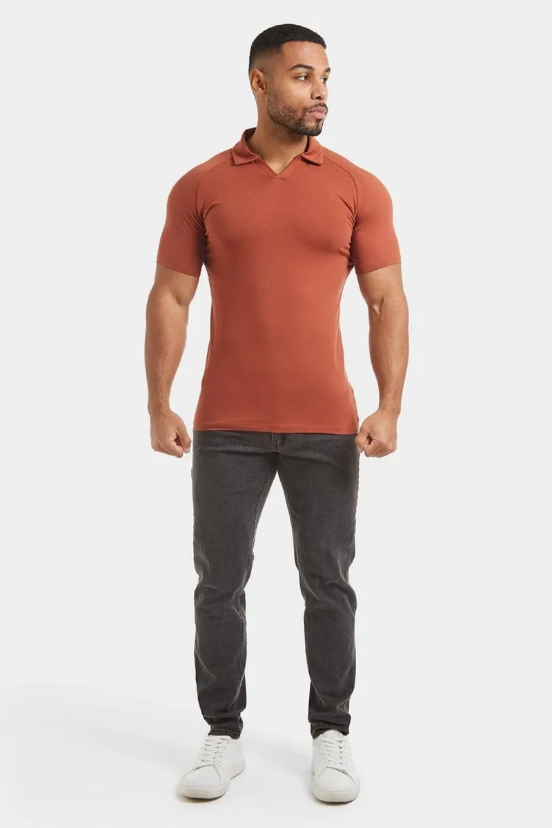 Jersey Buttonless Polo Shirt in Copper