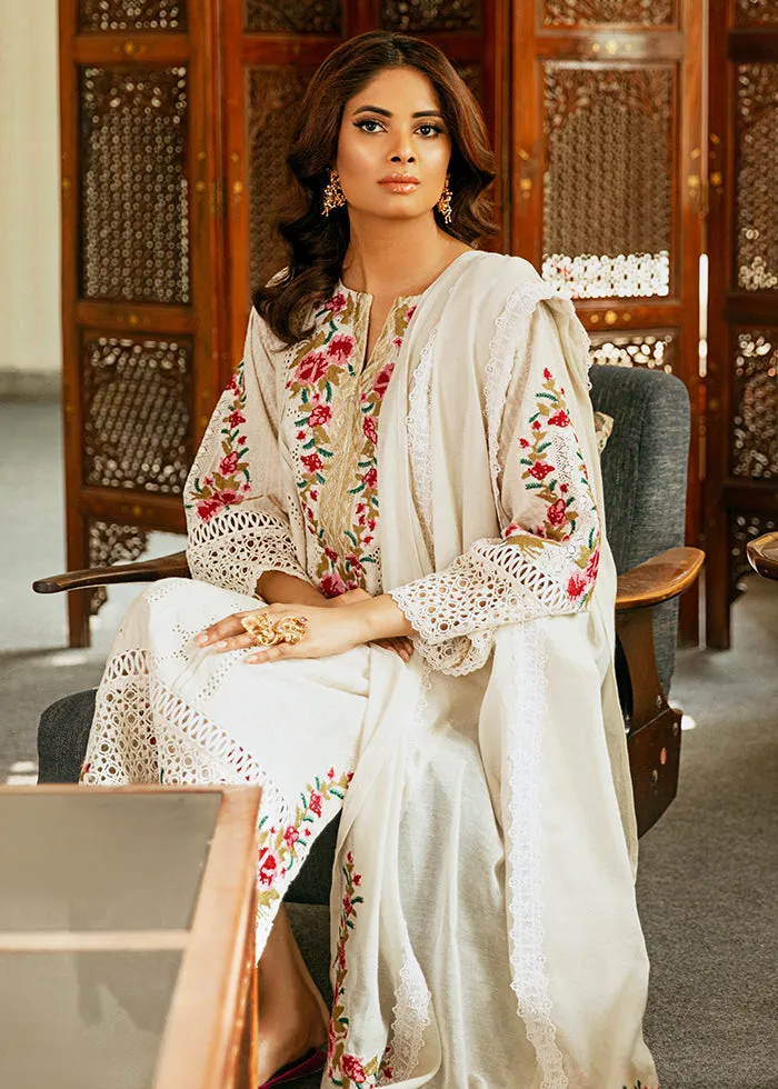 Kameez Trouser and Dupatta White Pakistani Eid Dress