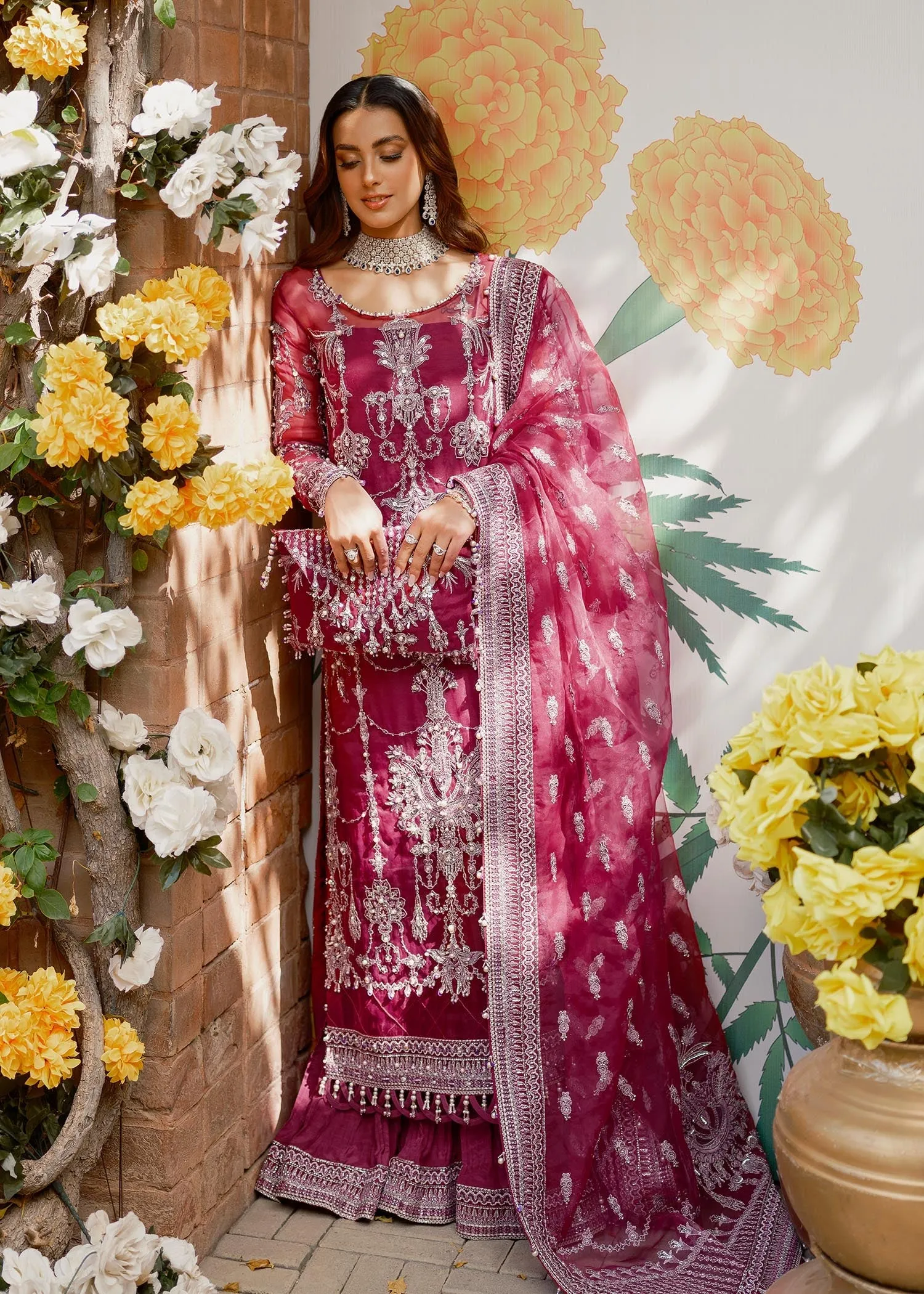 Kameez Trouser Embroidered Pakistani Wedding Dress