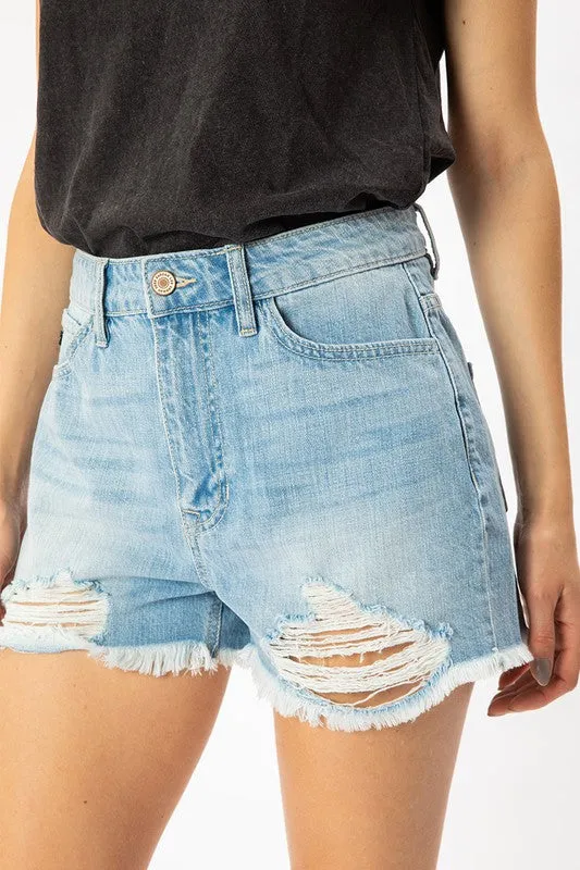 KanCan Light Wash Distressed Shorts