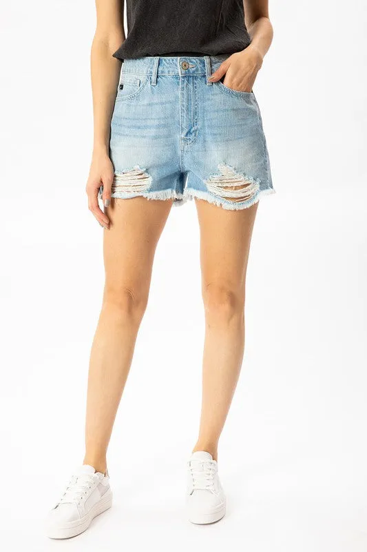 KanCan Light Wash Distressed Shorts