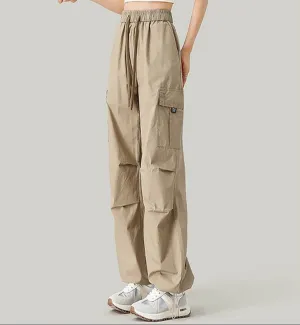 Khaki Parachute Cargo Pocket Trousers